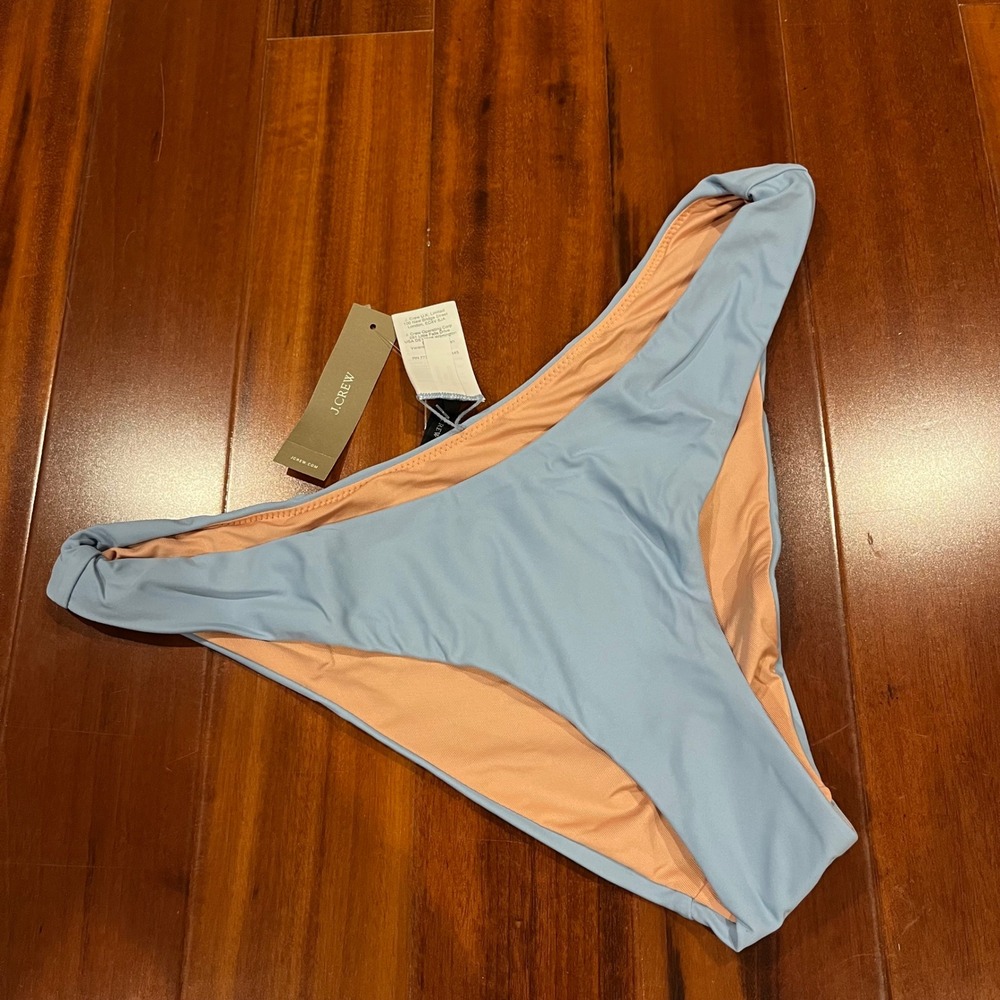 J.Crew Blue Bikini Bottom Swim Solid High Waist Light BC125 New Size‎ M Medium